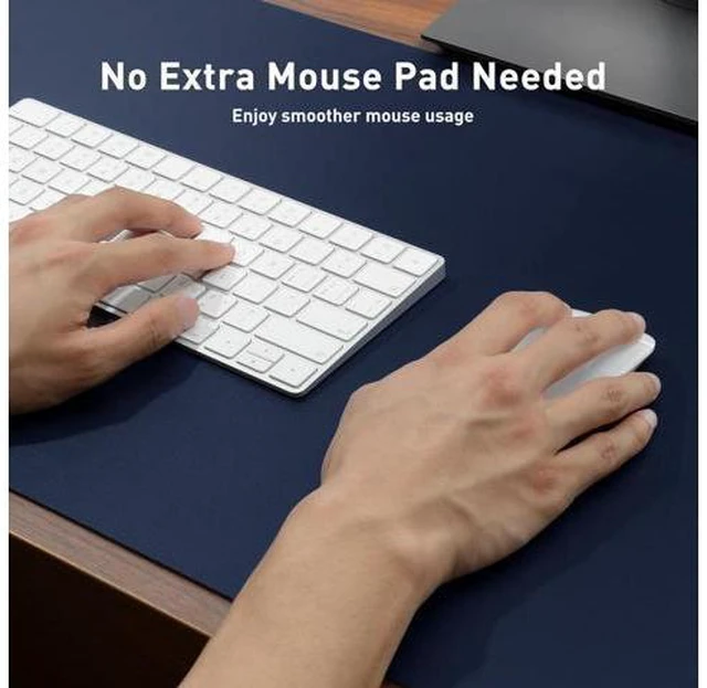 Alt view image 4 of 7 - Leather Desk Pad Protector Mouse Pad Office Desk Mat Non-Slip PU Leather Desk Blotter Laptop Desk Pad Waterproof Desk Writing Pad for Office and Home (Dark Blue 23.6 x 13.7)