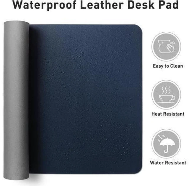 Alt view image 6 of 7 - Leather Desk Pad Protector Mouse Pad Office Desk Mat Non-Slip PU Leather Desk Blotter Laptop Desk Pad Waterproof Desk Writing Pad for Office and Home (Dark Blue 23.6 x 13.7)