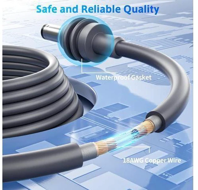 Alt view image 3 of 6 - Starlink Mini Power Cable 10FT/3M DC Power Cable DC to DC Replacement 18AWG for Starlink Accessories Charging Cord Waterproof Outdoor
