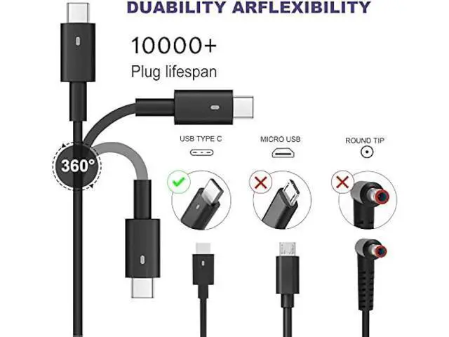 Alt view image 2 of 5 - 130W USB C Charger Compatible with Dell XPS 15 2in1 9575 9500 17 9700 Precision 5530 2in1 5550 5750 3560 Precision M3800 M2800 Inspiron 7347 7348 7459 DA130PM170 HA130PM170 0K00F5