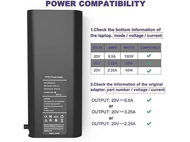 Alt view image 3 of 5 - 130W USB C Charger Compatible with Dell XPS 15 2in1 9575 9500 17 9700 Precision 5530 2in1 5550 5750 3560 Precision M3800 M2800 Inspiron 7347 7348 7459 DA130PM170 HA130PM170 0K00F5