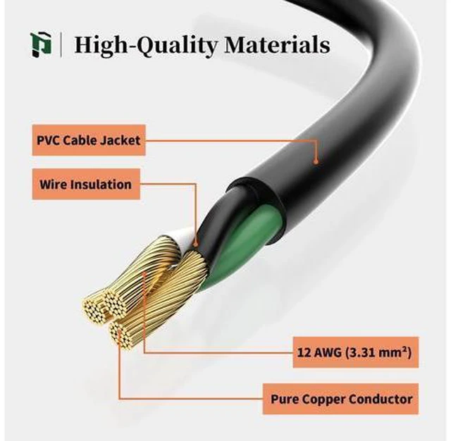 Alt view image 4 of 7 - Outdoor Extension Cord 15FT, 12 Gauge Extension Cord with Lighted End, Heavy Duty,15A 1875W SJTW, ETL Listed, Great for Garden and Home, Black