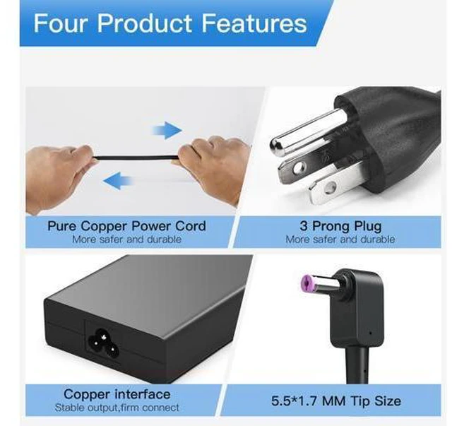 Alt view image 3 of 5 - 135W AC Charger Fit for Acer Nitro V15 V14 V16ANV15 ANV14 ANV16Nitro 5 AN515-52 AN515-43 AN517-51 N18C4 ADP-135K ADP-135KB T Laptop Adapter Power Supply Cord5,5 * 1,7mm