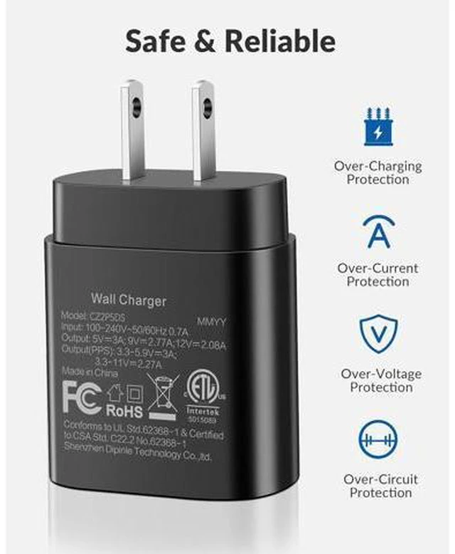 Alt view image 2 of 7 - S25/S25 Ultra Charger Fast Charging, 25W USB C Super Fast Wall Charger 6FT Type C Charger Cable Cord Android Phone Charger Block for Samsung Galaxy S25 Ultra/S25/S25+/S24 Ultra/S24/S23/S22/S21