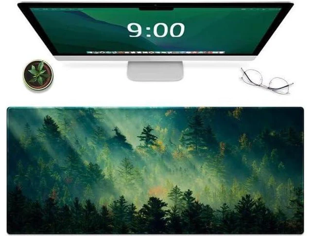 Alt view image 2 of 7 - Mouse Pad Office Desk Mat Large Gaming Keyboard Pad Durable Stitched Edges Washable Smooth Surface Control & Accuracy Extended Computer Mouse Mat (31.5X11.8In)-Green Forest
