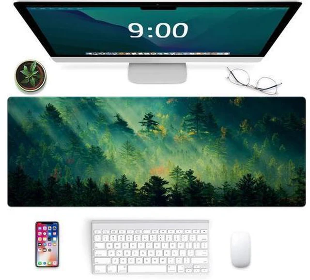 Alt view image 3 of 7 - Mouse Pad Office Desk Mat Large Gaming Keyboard Pad Durable Stitched Edges Washable Smooth Surface Control & Accuracy Extended Computer Mouse Mat (31.5X11.8In)-Green Forest