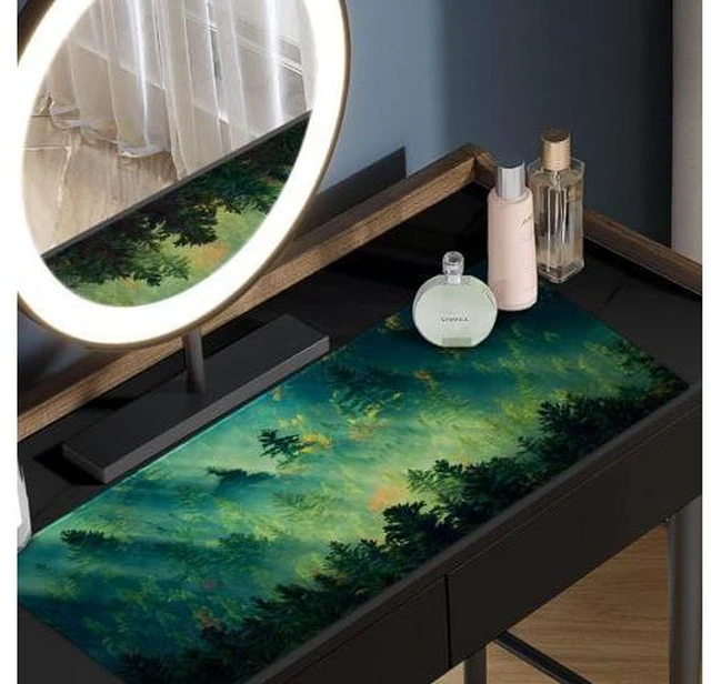 Alt view image 6 of 7 - Mouse Pad Office Desk Mat Large Gaming Keyboard Pad Durable Stitched Edges Washable Smooth Surface Control & Accuracy Extended Computer Mouse Mat (31.5X11.8In)-Green Forest
