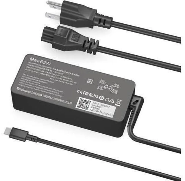 Alt view image 2 of 7 - 65W USB C Charger for Thinkpad/Yoga/Chromebook Laptop Computer 65W 45W USB C Fast Power Adapter