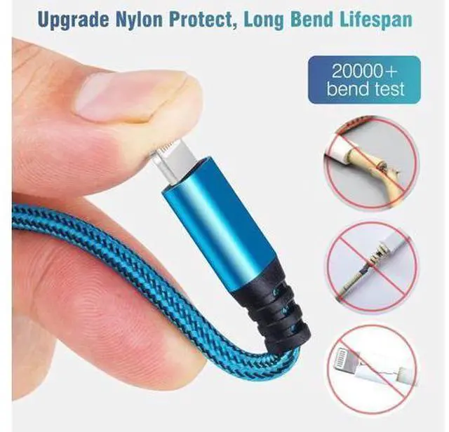 Alt view image 3 of 7 - iPhone Charger 10FT 5Pack MFi Certified Lightning Cable Fast Charging Nylon Braided USB-A to Lightning Compatible with iPhone 14/13 mini/14/13/12/11 Pro MAX/XR/XS/8/7/Plus/6S/SE/iPad