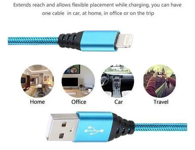 Alt view image 5 of 7 - iPhone Charger 10FT 5Pack MFi Certified Lightning Cable Fast Charging Nylon Braided USB-A to Lightning Compatible with iPhone 14/13 mini/14/13/12/11 Pro MAX/XR/XS/8/7/Plus/6S/SE/iPad