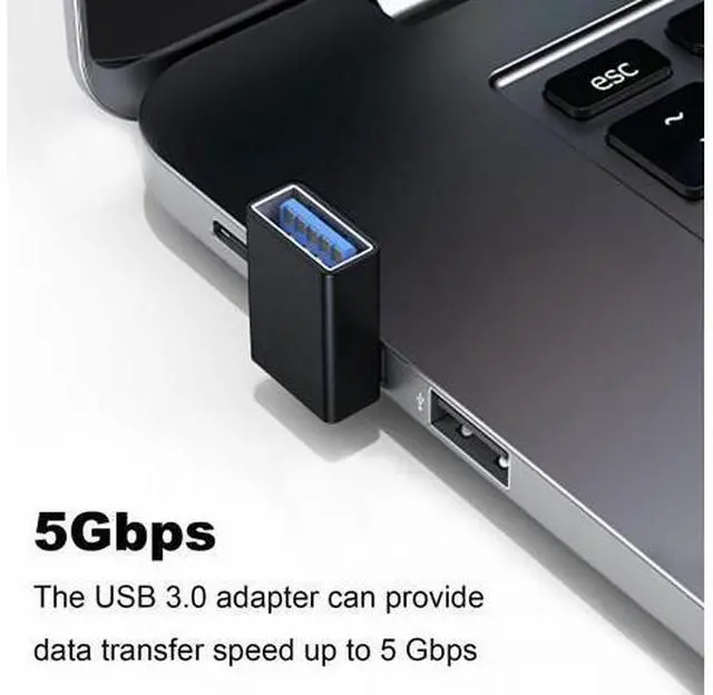 Alt view image 3 of 7 - 90 Degree USB 3.0 Adapter 2 Pack Upward Angle USB A Male to Female Converter Extender for PC Laptop USB A Charger Power Bank and More (Black)