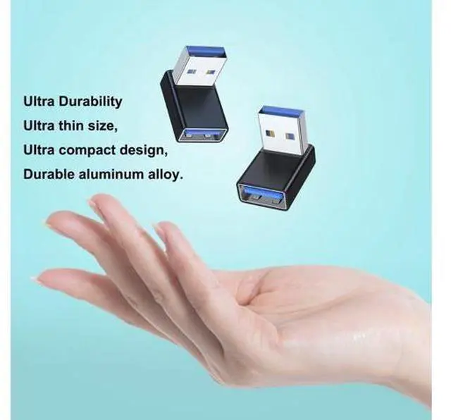 Alt view image 6 of 7 - 90 Degree USB 3.0 Adapter 2 Pack Upward Angle USB A Male to Female Converter Extender for PC Laptop USB A Charger Power Bank and More (Black)