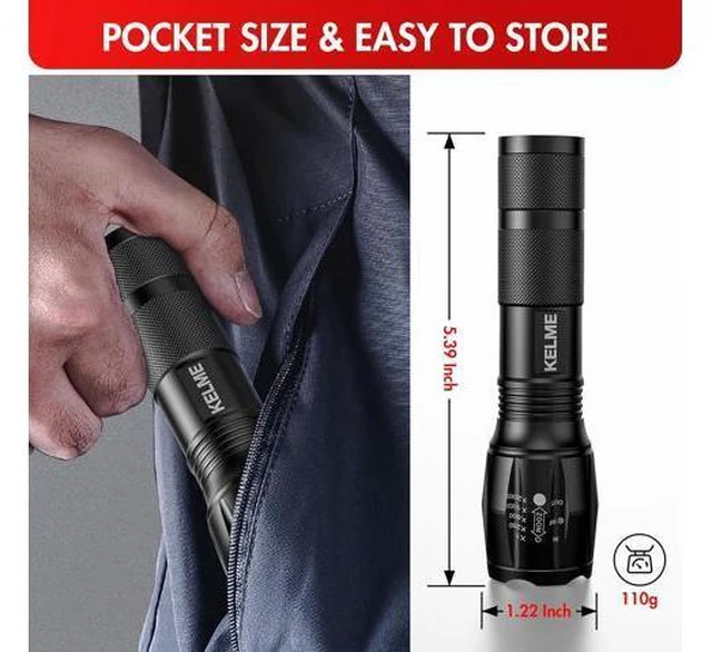 Alt view image 7 of 7 - 3 Pack Flashlights High Lumens Powerful Tactical Flashlights with 5 Modes Zoomable Small LED Flashlight Waterproof Handheld Flash Light for Home Emergencies Camping Hiking (Battery Included)