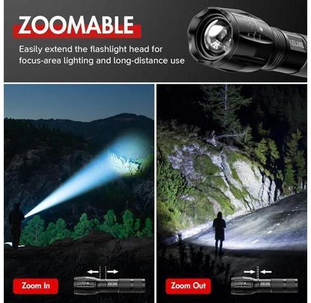 Alt view image 3 of 7 - 3 Pack Flashlights High Lumens Powerful Tactical Flashlights with 5 Modes Zoomable Small LED Flashlight Waterproof Handheld Flash Light for Home Emergencies Camping Hiking (Battery Included)