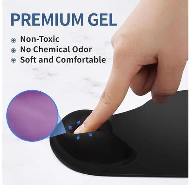Alt view image 3 of 7 - Ergonomic Mouse Pad with Wrist Rest Support Mousepad with Comfortable Gel Wrist and Non-Slip PU Base for Pain Relief Computer Laptop Office Home (Black)
