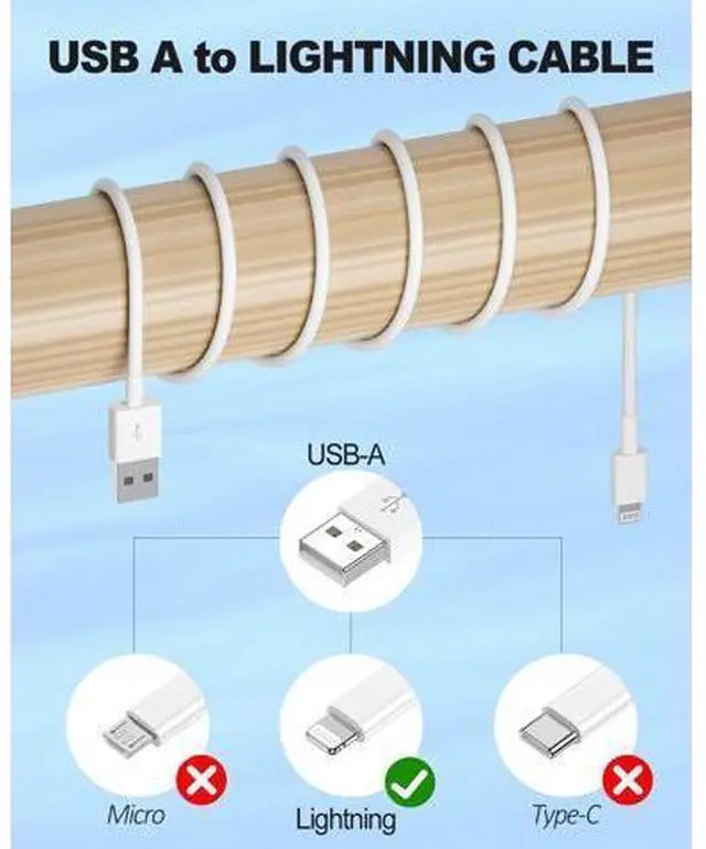 Alt view image 2 of 7 - Car Carplay Cable 3.3FT Car Charger Cord USB A to Lightning Cable Compatible for iPhone 14 13 12 11 Pro Max XR XS X8 7 6 Plus SE iPad One Pack White