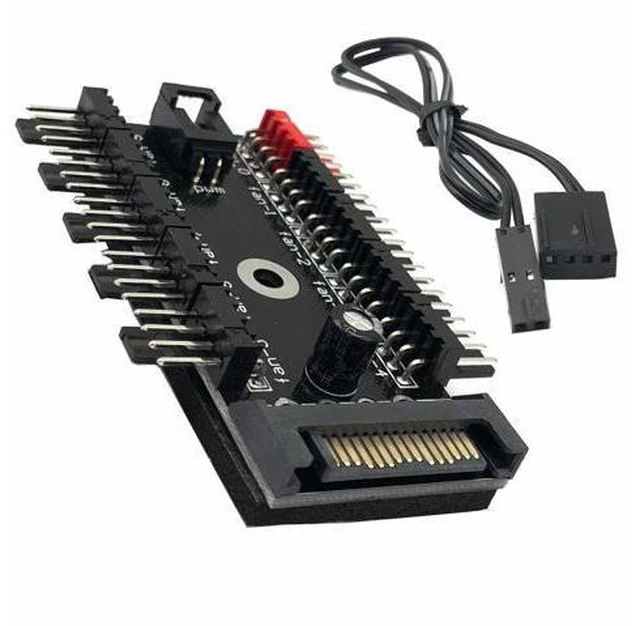 Main image of FainWan 1-Pack 10 Way 4Pin PWM PC Fan Hub with Cable Computer Cooling Fan Power Cable Extender PCB Adapter SATA 1 to 10 Multi Way Splitter