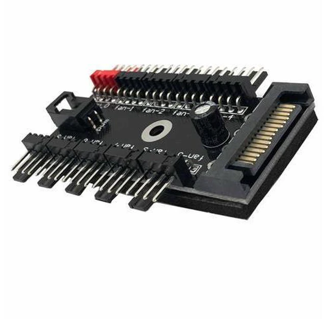 Alt view image 2 of 5 - FainWan 1-Pack 10 Way 4Pin PWM PC Fan Hub with Cable Computer Cooling Fan Power Cable Extender PCB Adapter SATA 1 to 10 Multi Way Splitter