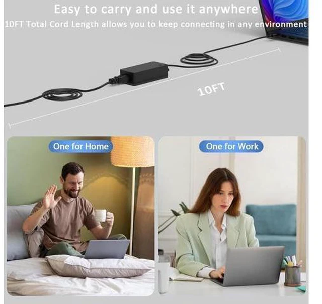 Alt view image 6 of 7 - 65W USB C Charger for LG Gram 17 16 15 14 Series 17Z90Q 16T90Q 17Z90P 16Z90P 17Z90ST 16T90P 17Z95P 17Z90R 17Z90S 2-in-1 Lightweight Power AC Adapter