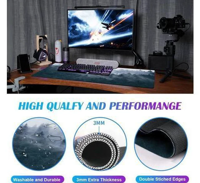 Alt view image 4 of 7 - Large Extended Gaming Mouse Pad with Stitched Edges Non-Slip Waterproof Rubber Base Mouse Pad for Office Computer Keyboard Laptop and Home Desk Pad 35.4 x 15.7 x 0.12 Inch (Grey Forest)