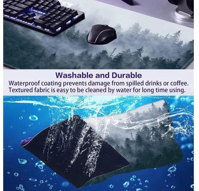 Alt view image 3 of 7 - Large Extended Gaming Mouse Pad with Stitched Edges Non-Slip Waterproof Rubber Base Mouse Pad for Office Computer Keyboard Laptop and Home Desk Pad 35.4 x 15.7 x 0.12 Inch (Grey Forest)