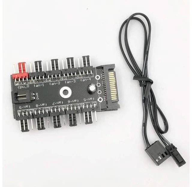 Alt view image 5 of 5 - FainWan 1-Pack 10 Way 4Pin PWM PC Fan Hub with Cable Computer Cooling Fan Power Cable Extender PCB Adapter SATA 1 to 10 Multi Way Splitter