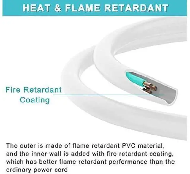 Alt view image 6 of 7 - Short Power Extension Cord 1FT - Right Angle Flat Head Extension Cord with 3 Prong White Low Profile Flat Plug 3 Prong Power Cable Single Grounded SJT 16AWG Flexible Power Cord for Indoor Use (5 PACK)