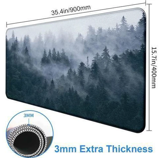 Alt view image 7 of 7 - Large Extended Gaming Mouse Pad with Stitched Edges Non-Slip Waterproof Rubber Base Mouse Pad for Office Computer Keyboard Laptop and Home Desk Pad 35.4 x 15.7 x 0.12 Inch (Grey Forest)