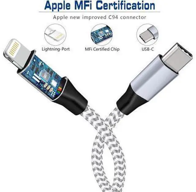 Alt view image 4 of 7 - 1ft USB C to Lightning Cable Short 2 Pack PD USB C iPhone Charger Cable MFi Certified 12 inch Fast Charging Type C to Lightning Cord Nylon Braided for iPhone 14/13/12/11Pro/X/XR/XS/8/7/6s/Plus/iPad