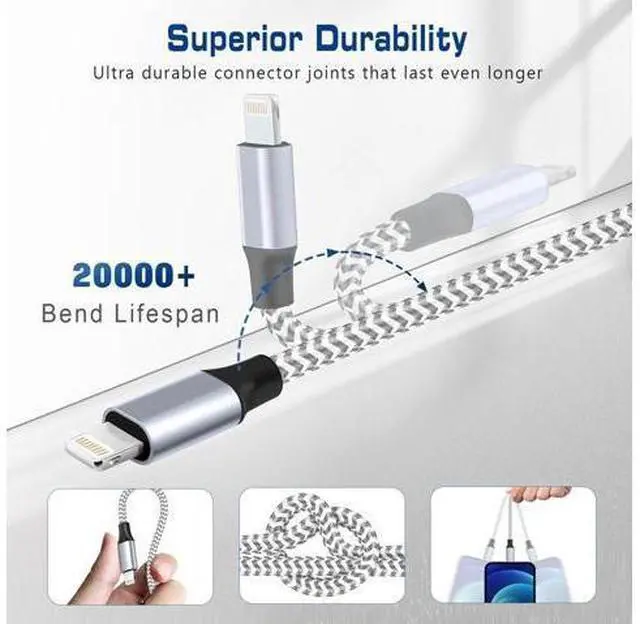 Alt view image 6 of 7 - 1ft USB C to Lightning Cable Short 2 Pack PD USB C iPhone Charger Cable MFi Certified 12 inch Fast Charging Type C to Lightning Cord Nylon Braided for iPhone 14/13/12/11Pro/X/XR/XS/8/7/6s/Plus/iPad