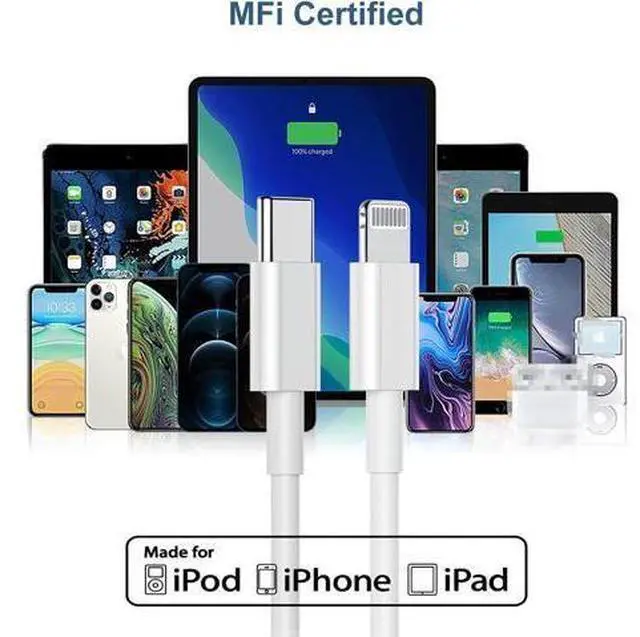 Alt view image 2 of 7 - 6ft iPhone Charger USB C Lightning Cable Usbc to Lighting Fast Charging Cord for iPhone 13 12 Charger Cable 6 ft MFi Certified Long Type C Wire for iPhone 13 12 Pro Max 11 X XS XR 8 Plus