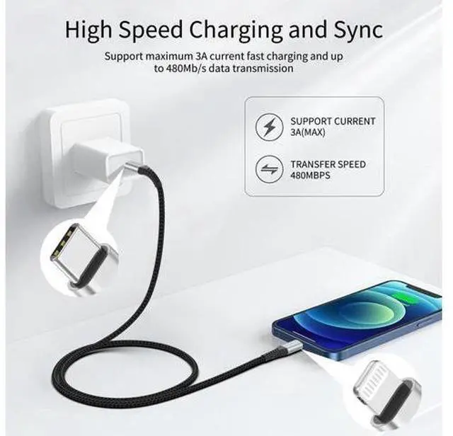 Alt view image 2 of 7 - USB C to Lightning Cable 3FT 3 Pack iPhone Charger Cord MFi Certified 3 Foot iPhone Cable PD Fast Charging for iPhone 14 13 12 11 Pro Max Xs 8 7 6 5 Plus iPad Air Mini