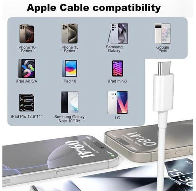 Alt view image 3 of 7 - Carplay Cable 3FT+6FT for iPhone 15/16 15 Pro Max/15 Plus USB A to USB C Cable for Carplay USB C Cord iPad 10th iPad Pro 12.9/11 iPad Air 5/4th Charger Cable for Carplay USB C Cord