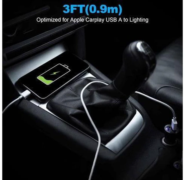 Alt view image 7 of 7 - Car Carplay CableUSB A to Lightning Cable 3FT Compatible with iPhone 14 13 12 11 Pro Max XR XS X Charger CordCar Charging Cord