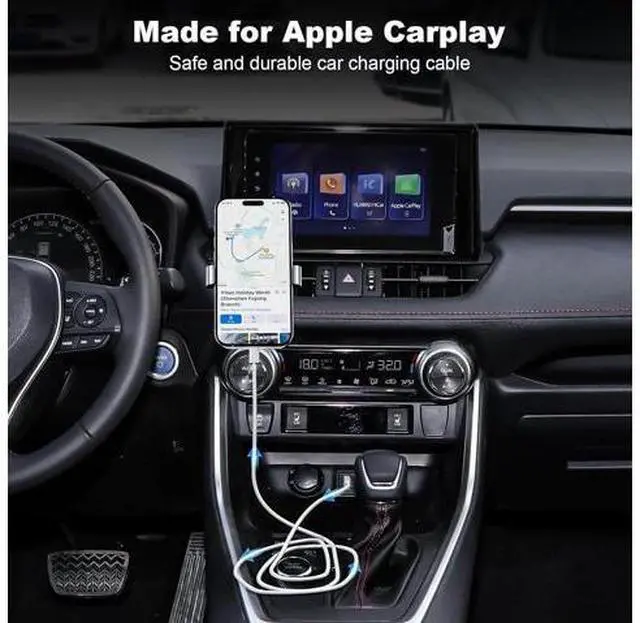 Alt view image 2 of 7 - Car Carplay Cable USB A to Lightning Cable MFi Certified Charger Cord Compatible with iPhone 14pro max/14/13/12/11/XS/XR/X/8/7 iPad 4/5/6/7/8 Air 2/3 Car Charging Cable (3FT)