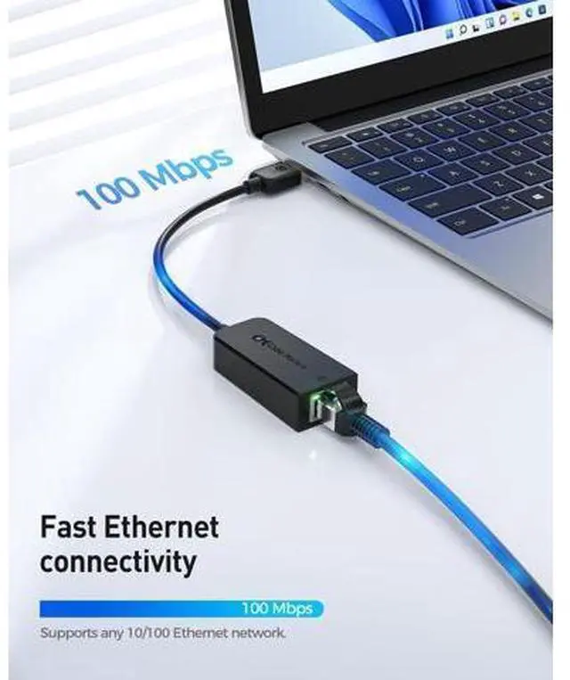 Alt view image 2 of 6 - Plug & Play USB to Ethernet Adapter with PXE MAC Address Clone Support (Ethernet to USB 2.0 Adapter Ethernet Adapter for Laptop) Supporting 10/100 Mbps Ethernet Network