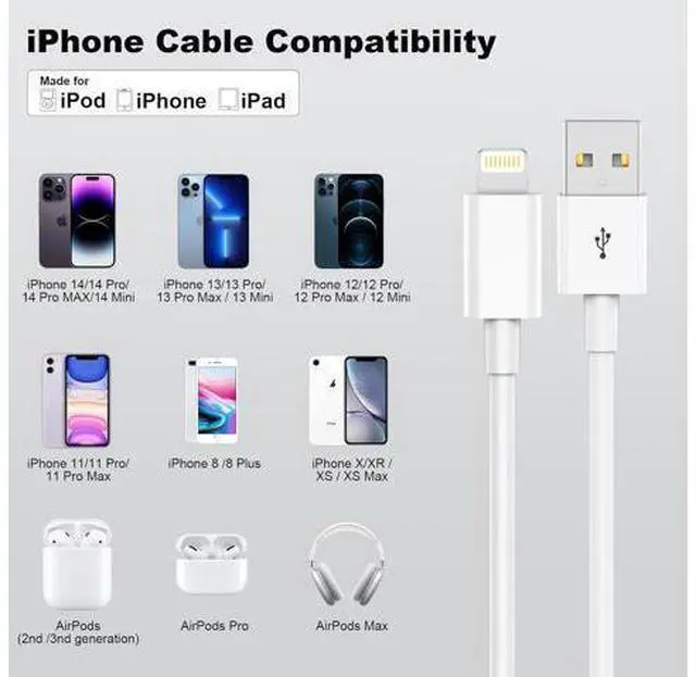 Alt view image 6 of 7 - Car Carplay Cable 3FT Car Charger Cord USB A to Lightning Cable Compatible for iPhone 14 13 12 11 Pro Max XR XS X 8 7 6 Plus SE iPad Charging Cord