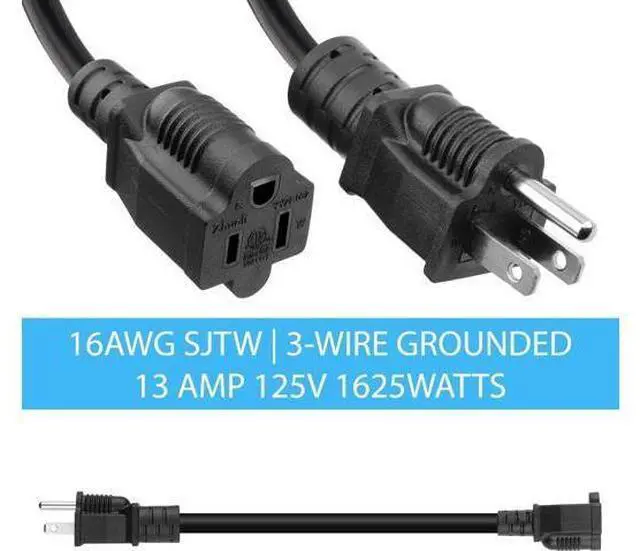 Alt view image 3 of 7 - K KASONIC - 8 inch Short Power Extension Cord Outlet Saver, ETL Listed, SJTW 16AWG/13A 3 Prong Indoor/Outdoor Use, 4 Pack, Black