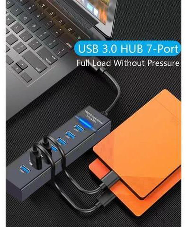 Alt view image 2 of 7 - USB Hub 3.0 7Port USB 5Gbps Data Transmission Hub Splitter Computer Networking Hubs for Laptop PC MacBook Mac Pro/Mini PS4/5 XPS Surface Pro Galaxy Series Mobile HDD and More