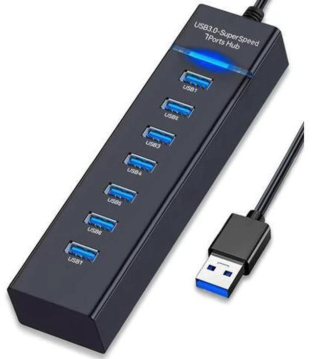 Main image of USB Hub 3.0 7Port USB 5Gbps Data Transmission Hub Splitter Computer Networking Hubs for Laptop PC MacBook Mac Pro/Mini PS4/5 XPS Surface Pro Galaxy Series Mobile HDD and More