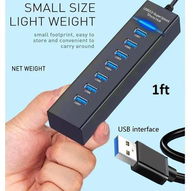 Alt view image 5 of 7 - USB Hub 3.0 7Port USB 5Gbps Data Transmission Hub Splitter Computer Networking Hubs for Laptop PC MacBook Mac Pro/Mini PS4/5 XPS Surface Pro Galaxy Series Mobile HDD and More