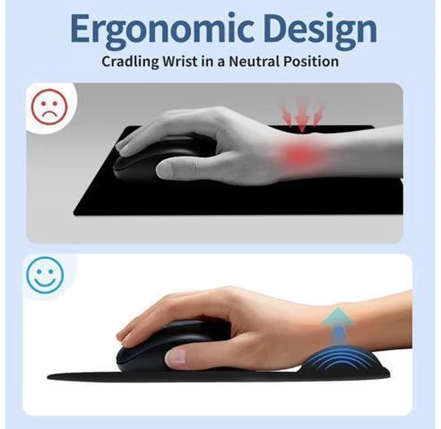Alt view image 4 of 7 - Ergonomic Mouse Pad with Wrist Rest Support Mousepad with Comfortable Gel Wrist and Non-Slip PU Base for Pain Relief Computer Laptop Office Home (Black)
