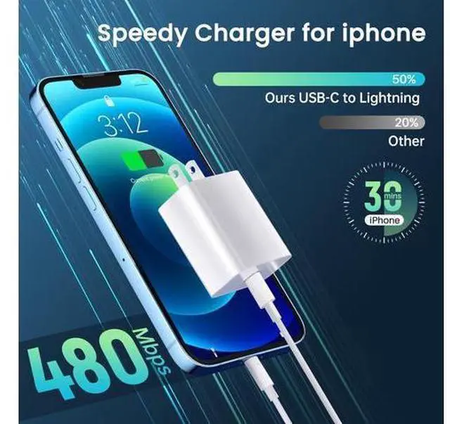 Alt view image 4 of 7 - USB C Charger Phone Charger Fast Charging 3Pack 20W Type C Wall Charger Block with 6FT Long USB C to Lightning Cable Compatible for iPhone 14Pro/13 Pro/12/12 Pro Max/11/XS Max/XS/XR/X/8