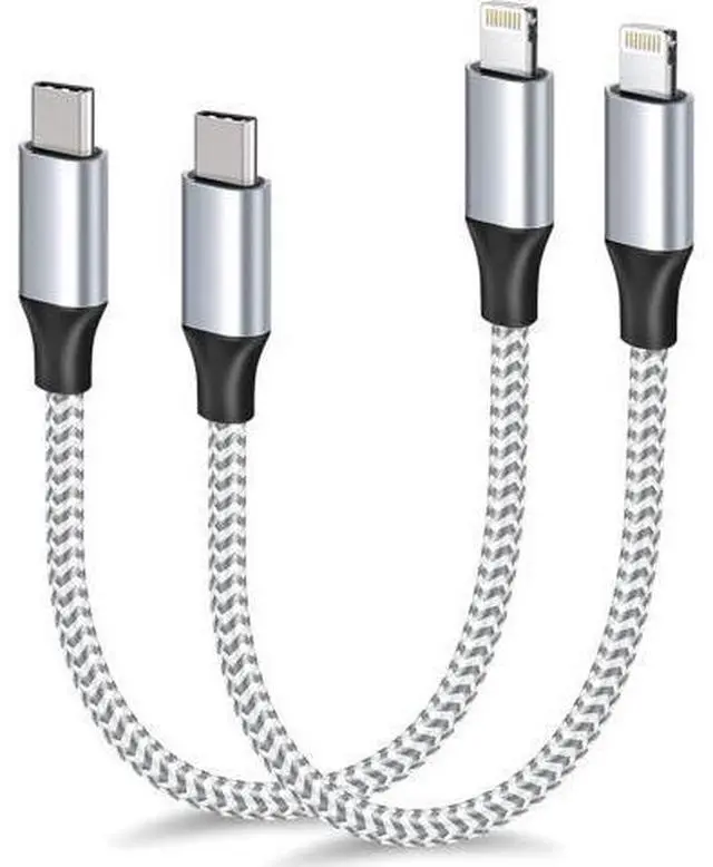 Main image of 1ft USB C to Lightning Cable Short 2 Pack PD USB C iPhone Charger Cable MFi Certified 12 inch Fast Charging Type C to Lightning Cord Nylon Braided for iPhone 14/13/12/11Pro/X/XR/XS/8/7/6s/Plus/iPad