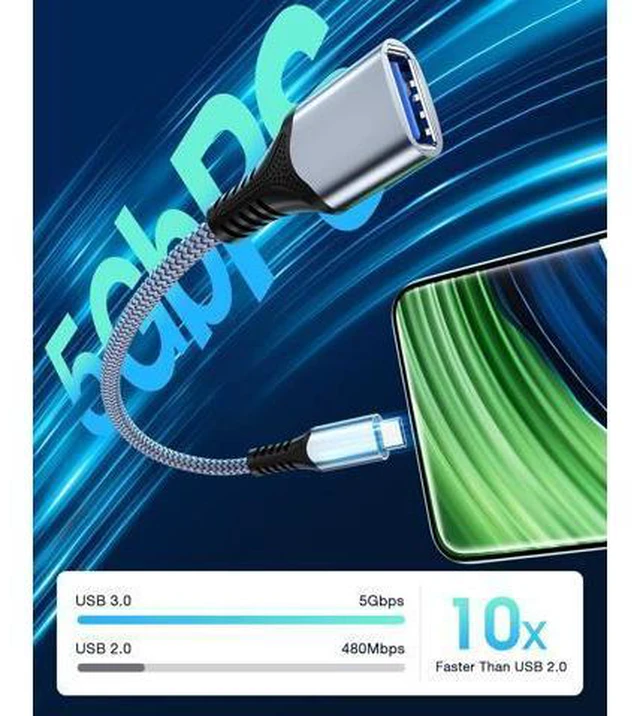 Alt view image 2 of 7 - USB C to USB 3.0 OTG Adapter 2 Pack USB C Male to USB 3.0 Female OTG Cable Thunderbolt3 On The Go for Samsung Galaxy S20 S20+ Ultra S8 S9 MacBook Pro/Air