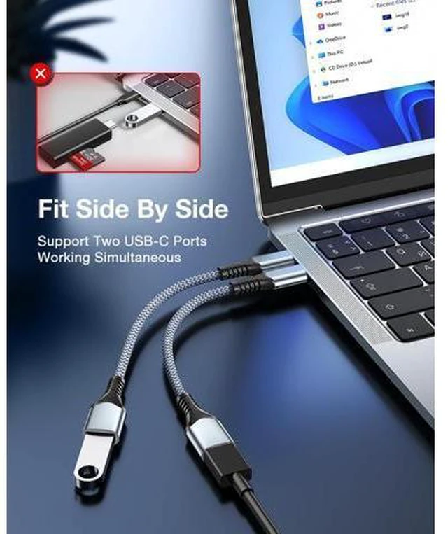 Alt view image 3 of 7 - USB C to USB 3.0 OTG Adapter 2 Pack USB C Male to USB 3.0 Female OTG Cable Thunderbolt3 On The Go for Samsung Galaxy S20 S20+ Ultra S8 S9 MacBook Pro/Air