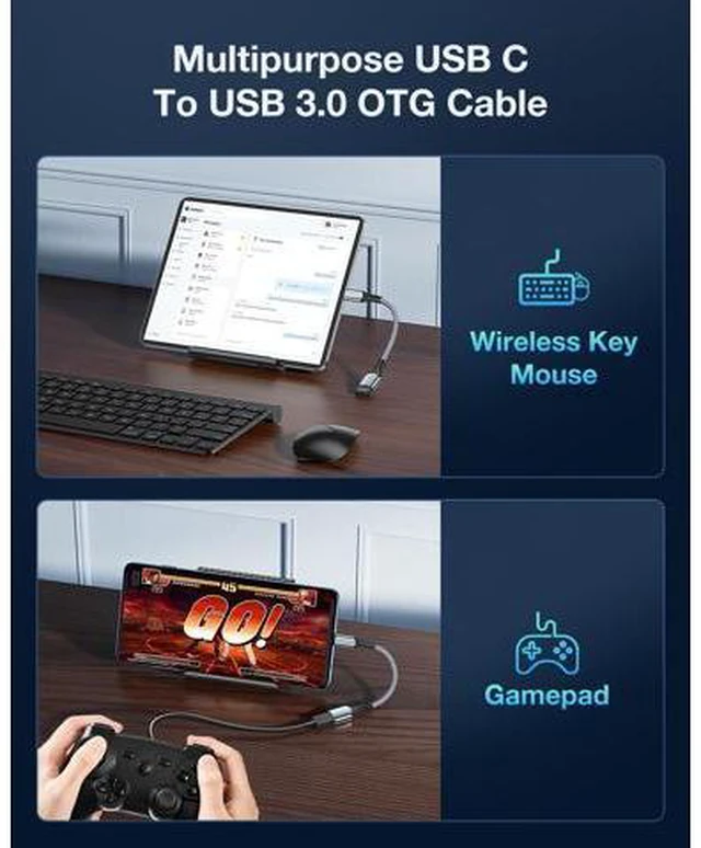 Alt view image 5 of 7 - USB C to USB 3.0 OTG Adapter 2 Pack USB C Male to USB 3.0 Female OTG Cable Thunderbolt3 On The Go for Samsung Galaxy S20 S20+ Ultra S8 S9 MacBook Pro/Air