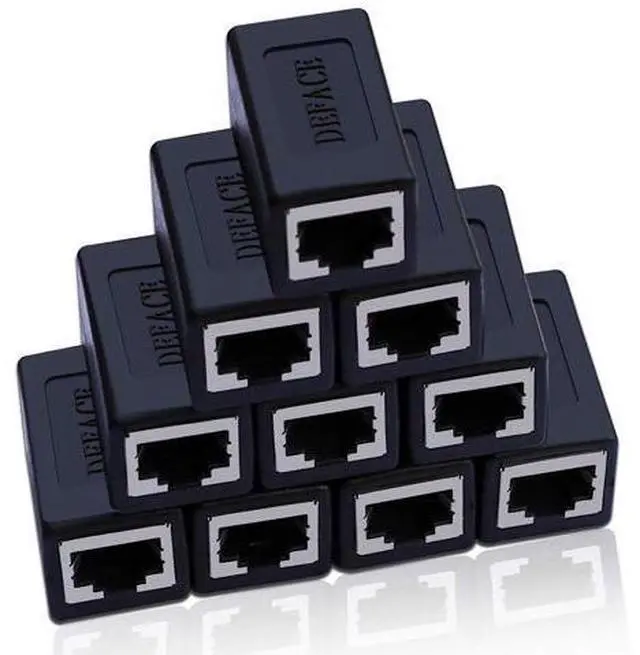 Main image of DEFACE RJ45 Coupler Cable Coupler Cat8 Cat7 Cat6 Cat5e Female to Female Ethernet Adapter 10pcs per Pack Black
