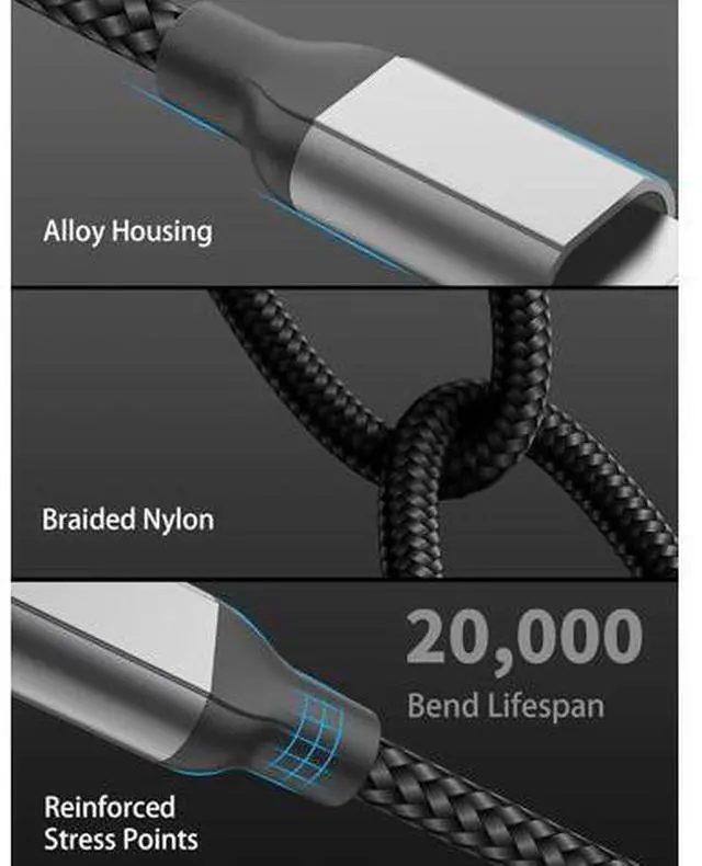 Alt view image 5 of 7 - 2Pack MFi Certified 3ft USB-C to Lightning Cable - Fast Charging for iPhone 14-8 iPad