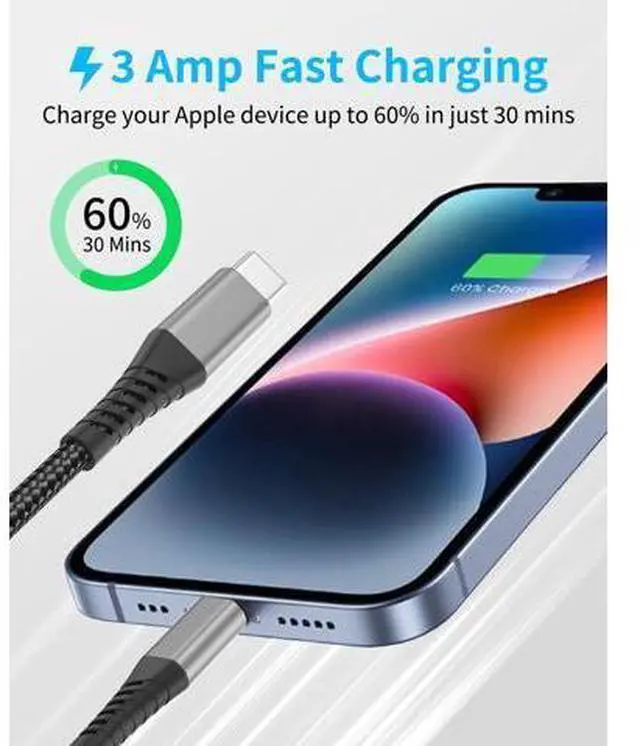Alt view image 4 of 7 - 6 Inch USB C to Lightning Cable 0.5ft Short iPhone Charger Fast Charging Cord 3pack Nylon Braided Type C Lightning Cable for iPhone 14 13 12 11 Pro Max Xs X Xr 8/Airpods and Charging Station